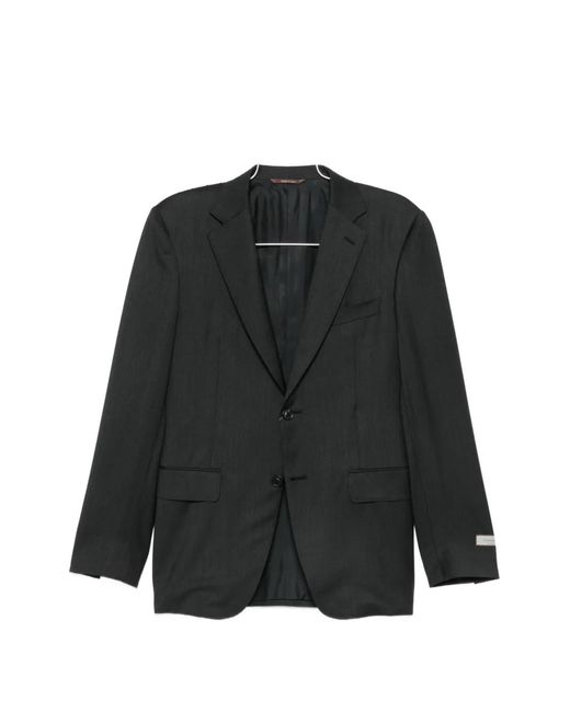 Canali Black Single-Breasted Notched-Lapels Suit for men