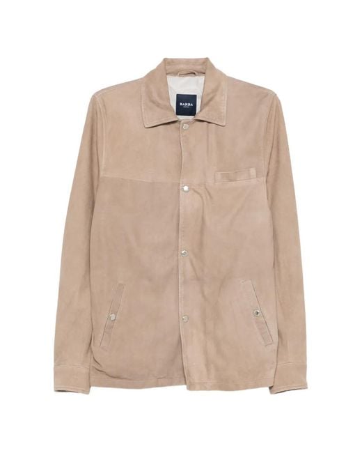 Barba Napoli Natural Buttoned Leather Jacket for men