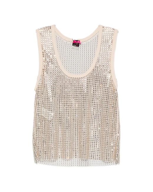 Pinko White Sequin-Embellished Tank Top