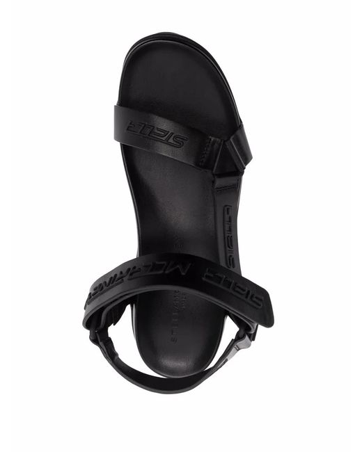 Stella McCartney Black Trace Logo-Embossed Flatform Sandals