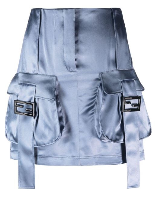 Falda corta con bolsillos tipo cargo Fendi de color Blue