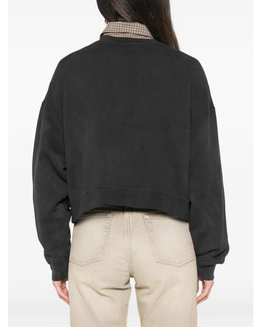 R13 Black Distressed Slogan-Print Sweatshirt