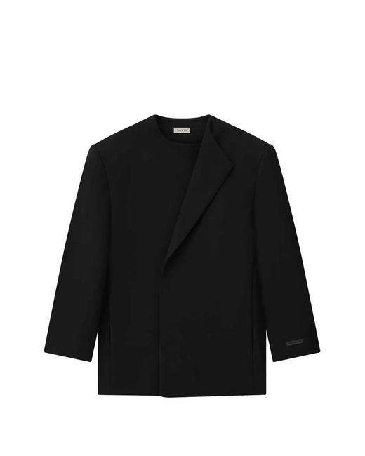 Fear Of God Black Crewneck Belted Wrap-Design Jacket for men