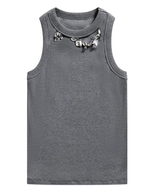 Area Gray Geripptes Tanktop Mit Kristallen