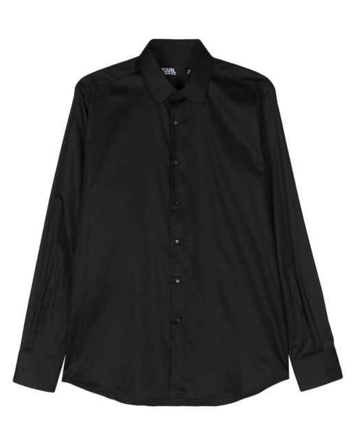 Karl Lagerfeld Popeline-Hemd mit klassischem Kragen in Black für Herren