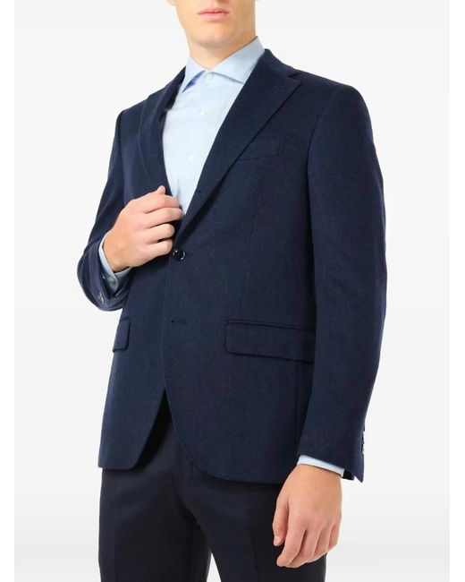 Al Duca D'aosta Blue Single-Breasted Notch-Lapel Blazer for men