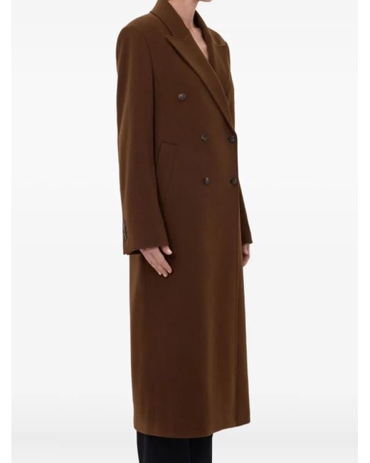 Loulou de Saison Brown Peak Lapel Double-Breasted Coat