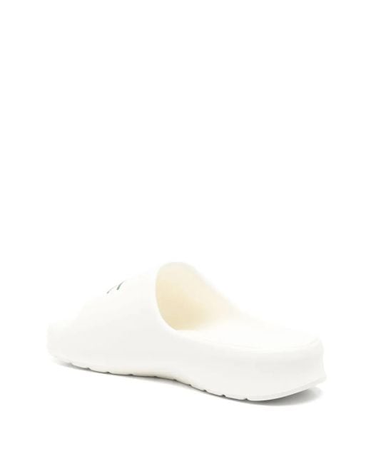 Lacoste White Logo-Print Slides for men