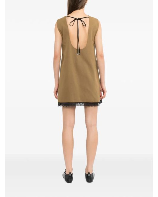 Ganni Natural Lace-Trimmed Sleeveless Dress