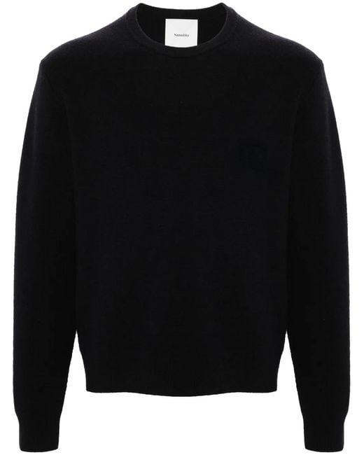 Nanushka Black Motif-Embroidered Wool Jumper for men
