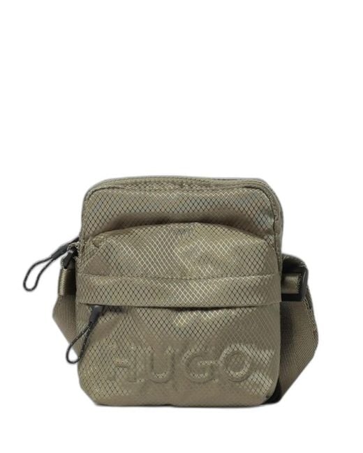 HUGO Green Logo-Embossed Shoulder Bag for men