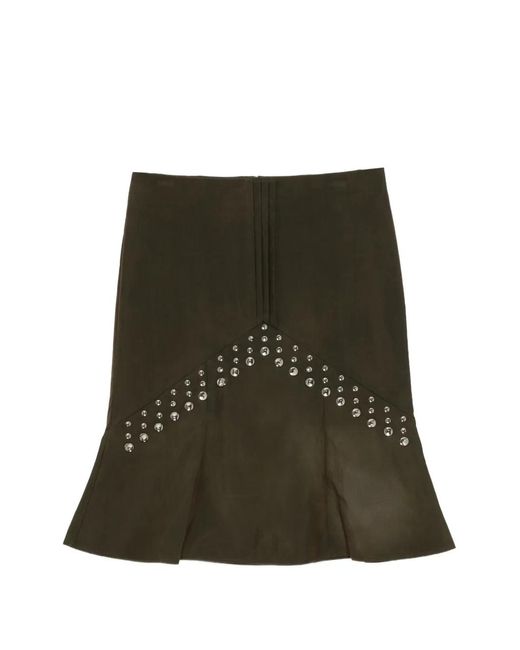 ShuShu/Tong Green Flared Midi Skirt