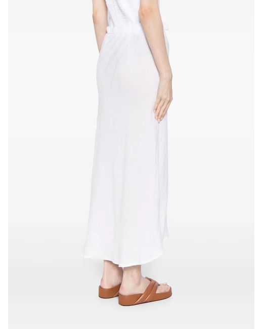 James Perse Linen Midi Skirt in White | Lyst