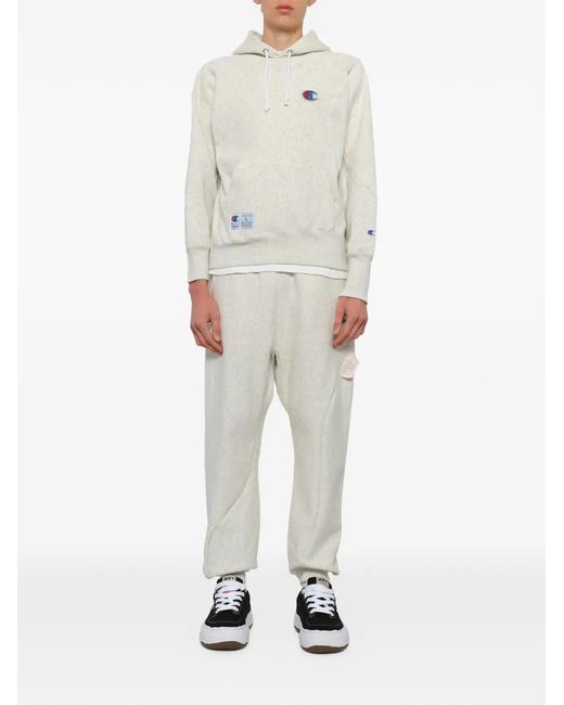 Undercover White Logo-Patch Drawstring Hoodie for men