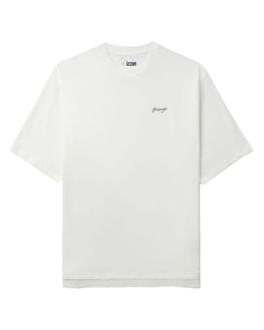 Izzue White Logo-plaque Cotton T-shirt for men
