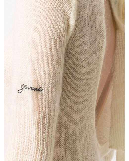Ganni Multicolor Embroidered-Logo Detail Dress