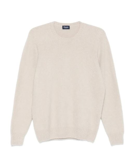 Drumohr White Cashmere Sweater for men