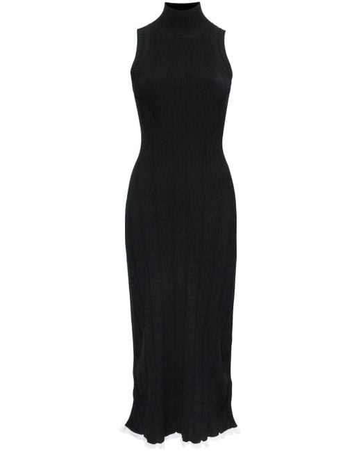 Proenza Schouler Black Pointelle-knit High-neck Dress