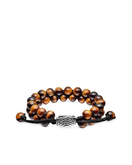 David Yurman White Sterling Spiritual Beads Two-Row Woven Bracelet (8Mm) for men