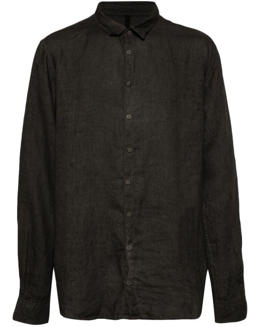 Poeme Bohemien Black Classic-collar Linen Shirt for men
