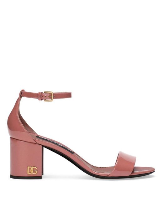 Dolce & Gabbana Pink DG Sandalen aus Lackleder