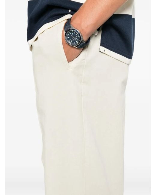 Bonheur White Belt-Loop Pleated Trousers for men