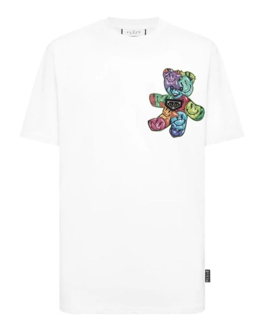 Philipp Plein White Teddy Bear-Print T-Shirt for men