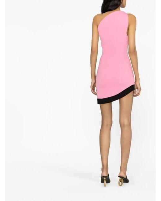 V:PM ATELIER Pink Nia One-Shoulder Asymmetric Crepe Minidress