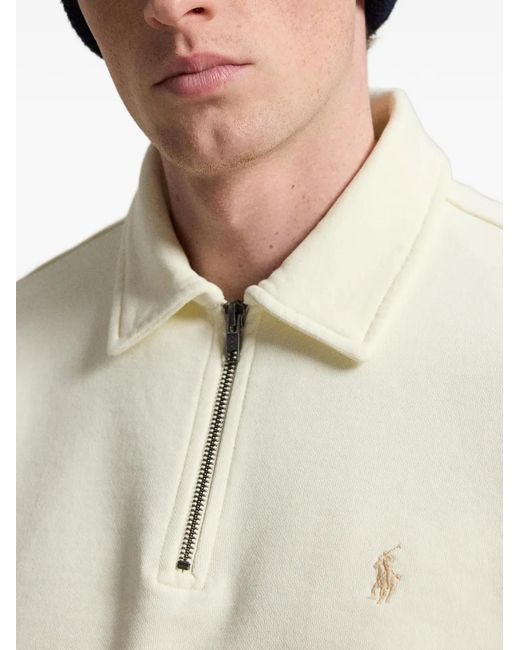 Polo Ralph Lauren White Quarter-Zip Logo-Embroidered Polo Shirt for men