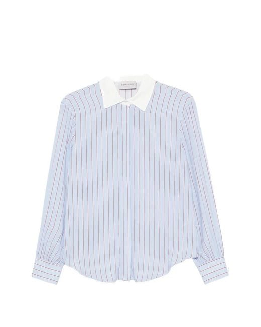 ERMANNO FIRENZE White Vertical-Stripe Long-Sleeve Shirt