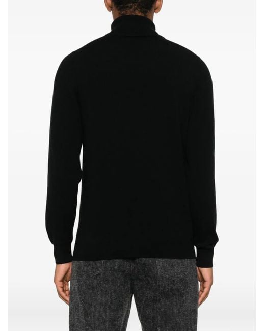Fedeli Black Turtleneck Cashmere Sweater for men