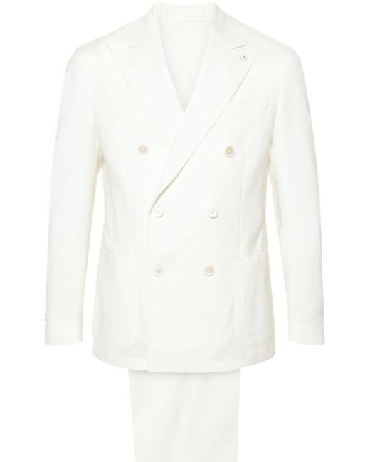 Luigi Bianchi White Double-breasted Virgin Wool Suit for men