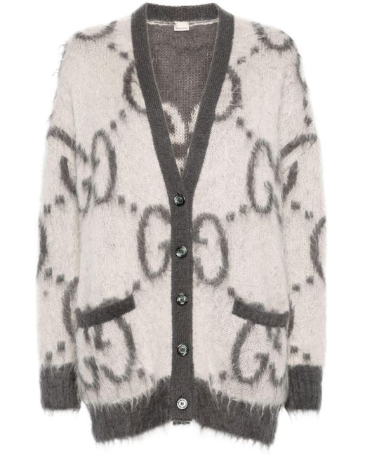 Gucci Omkeerbaar Mohair Vest Met GG-jacquard in het Natural