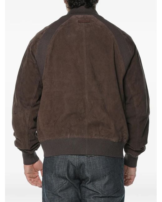 Trussardi Brown Suede Bomber Jacket for men