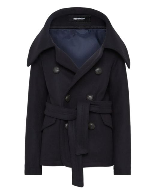 DSquared² Blue Double-Breasted Coat