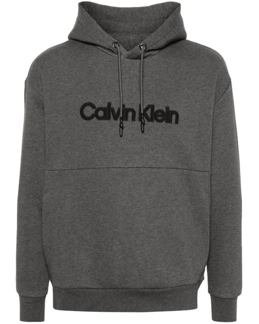 Calvin Klein Gray Raised Embroidered Logo Hoodie for men