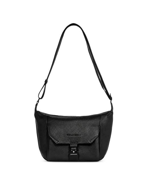 Piquadro Black Buckle-Fastening Shoulder Bag for men