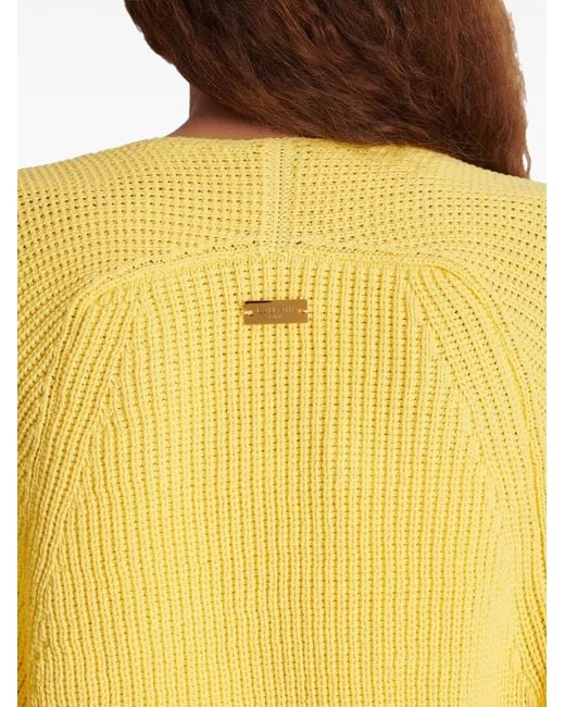 Balmain Yellow Ribbed Knit Cardigan