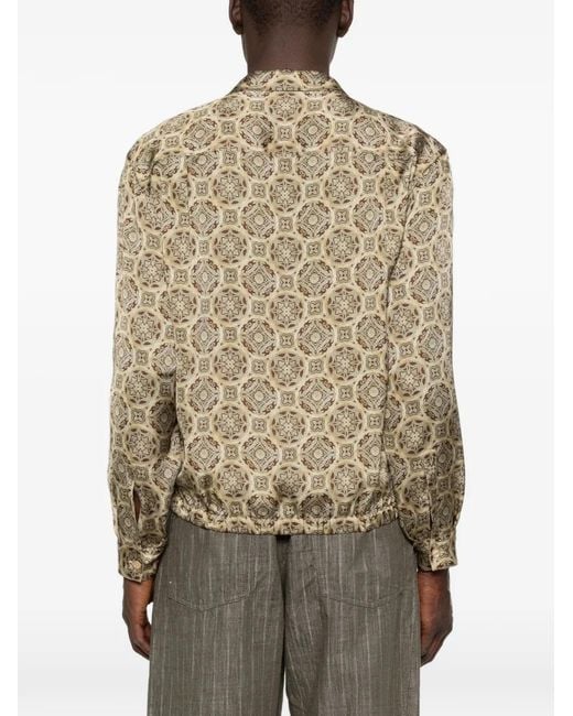 Emporio Armani Natural Geometric-Print Double-Breasted Shirt for men
