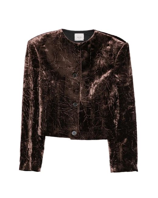 Alysi Black Crinkled-Finish Button-Up Jacket