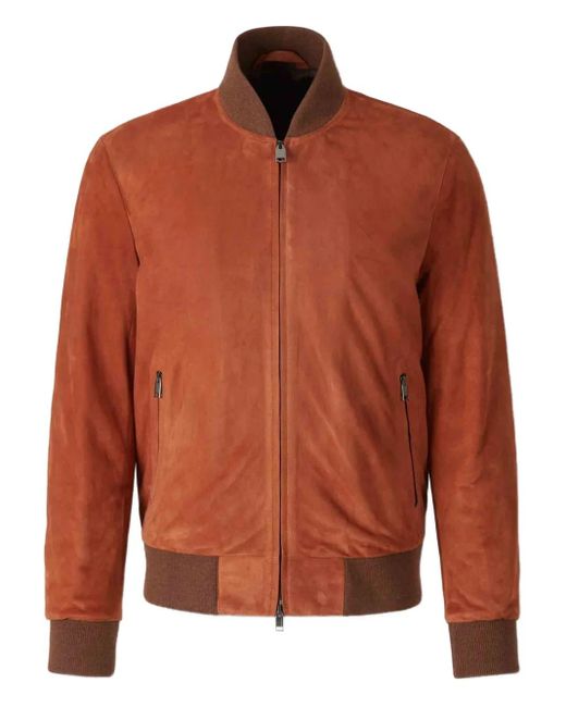Brioni Suede Bomber Jacket in Orange for Men | Lyst