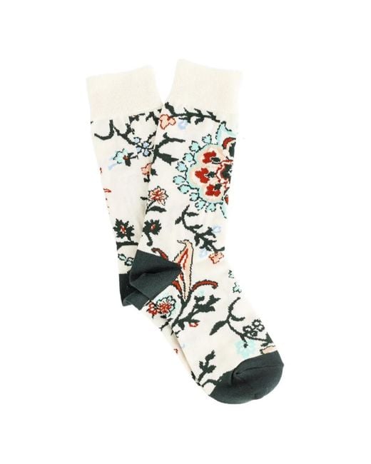 Sacai White Floral-Intarsia Socks