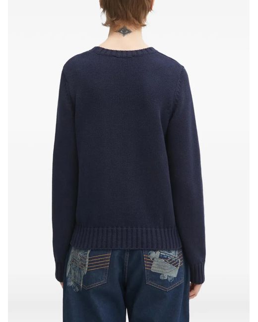 Sporty & Rich Blue Crew-Neck Long-Sleeve Sweater