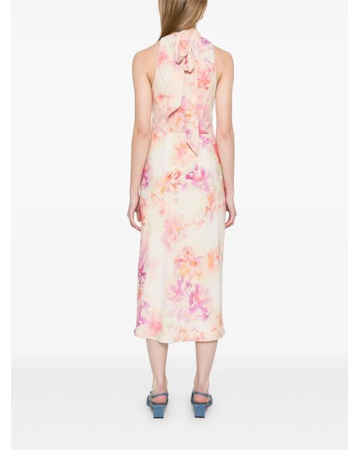 Patrizia Pepe Pink Floral-Print Midi Dress