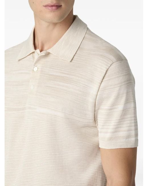 Missoni White Striped Short-Sleeve Polo Shirt for men