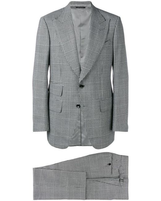 Tom Ford Gray Prince Of Wales Check Suit for men