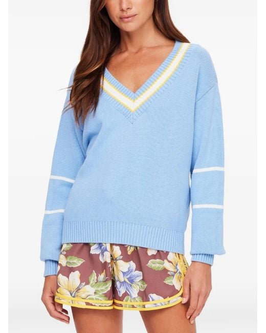 The Upside Blue Rever Josette V-Neck Sweater