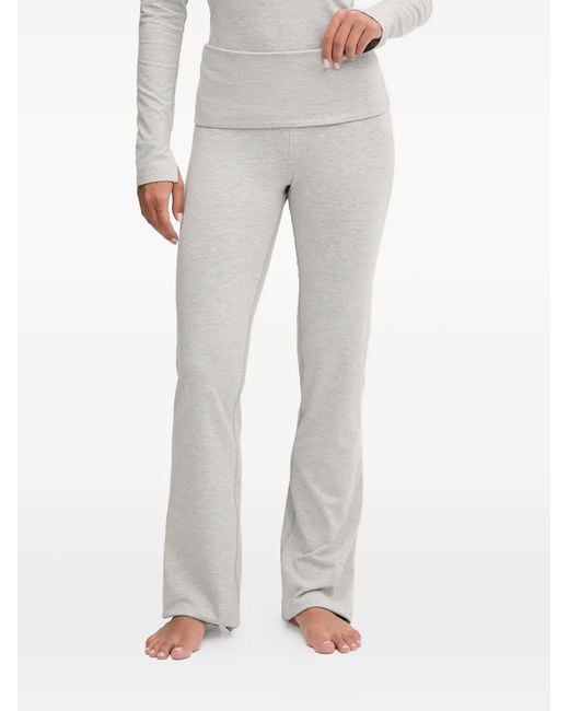 Casall Gray Logo-Embroidered Flared Track Pants