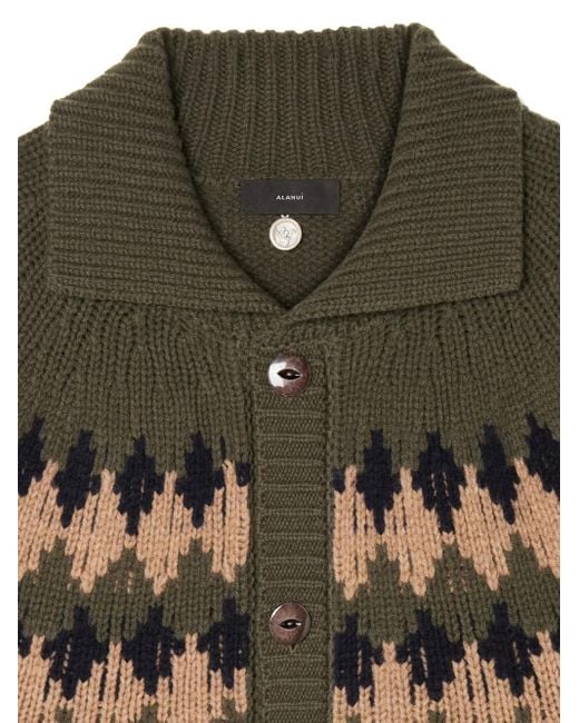 Alanui Fairisle Wollen Vest Met Patroon in het Green voor heren