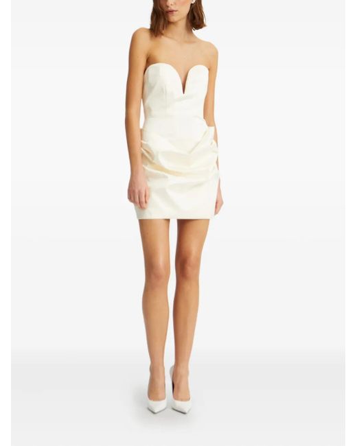 ROTATE BIRGER CHRISTENSEN Natural Sweetheart-Neck Draped Minidress